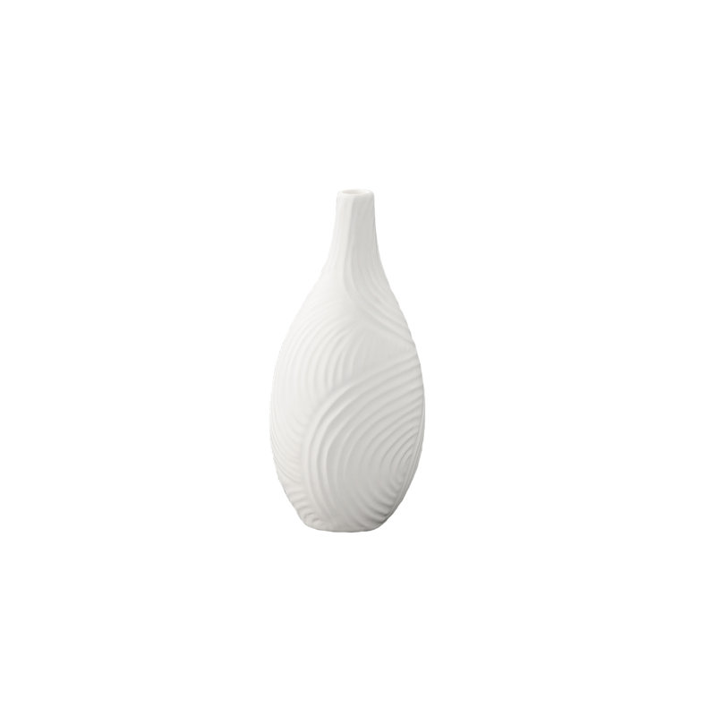 Ceramic Round Bellied Vase Matte Finish White