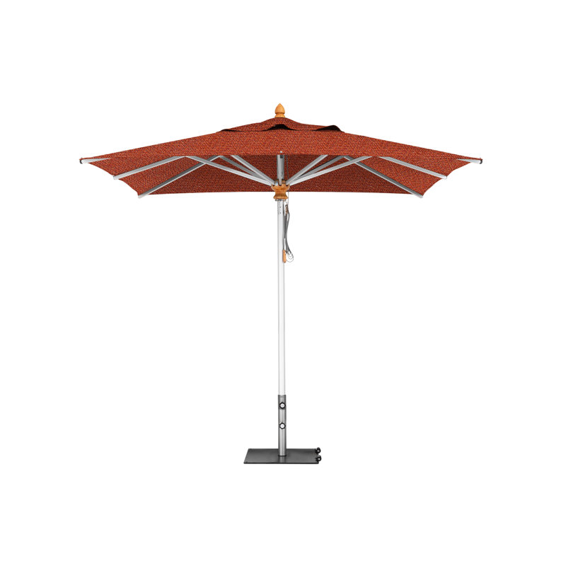Bravura Square Market Umbrella, Square Metal w/ wheels+2.25" Stainless Steel Tube, 11'5", Natural