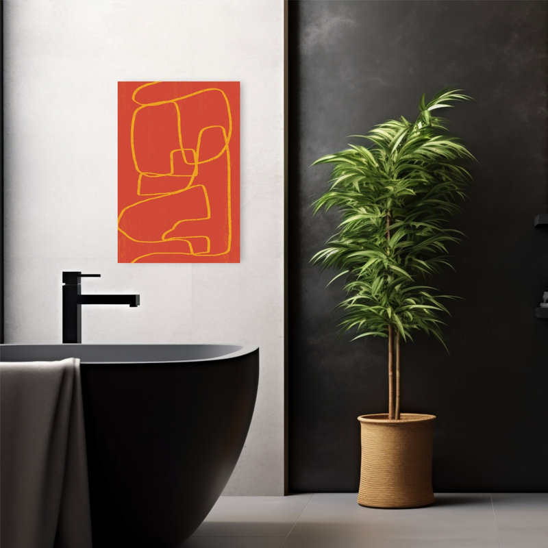 «Warm Abstract Lines», impression abstraite et audacieuse d'art mural contemporain, H 24 po x l 16 po