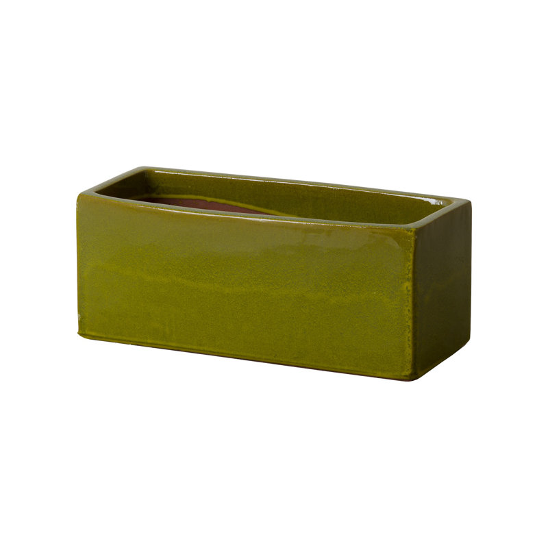 Handmade Ceramic Planter, Green, 8" H x 20" W x 8" D