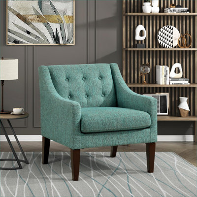 Fauteuil d'appoint contemporain, revêtement en tissu capitonné à boutons vert pour sièges de salon