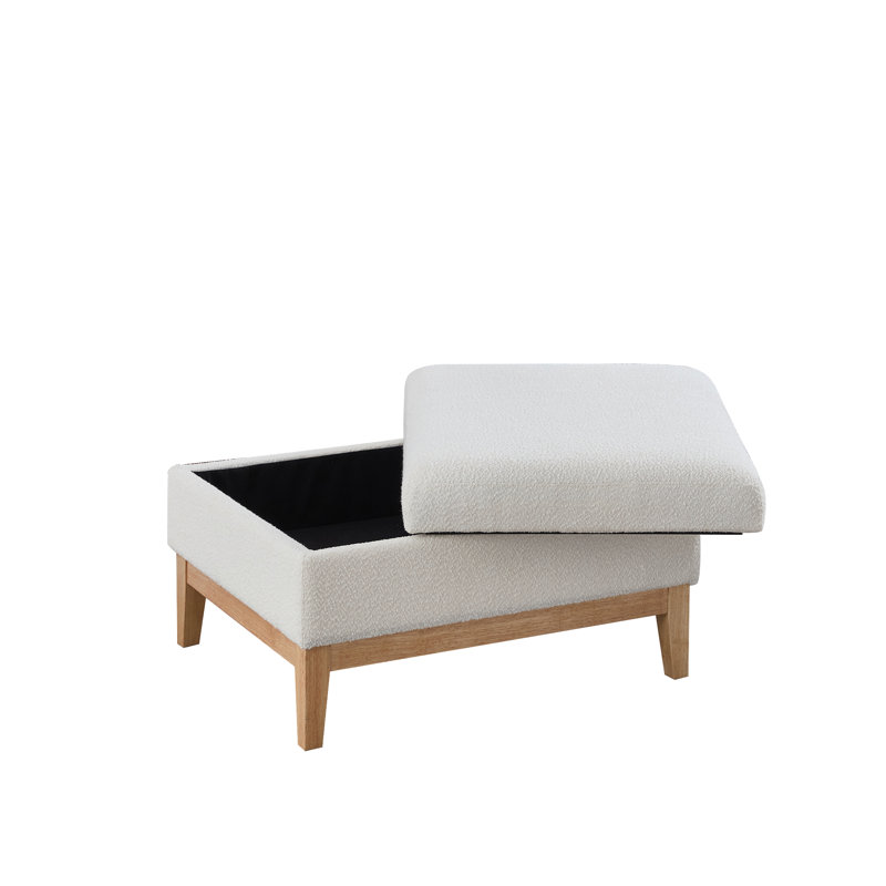 Table basse 34 po avec repose-pieds Boucle, siège réversible, rangement, Brun clair, Ivoire
