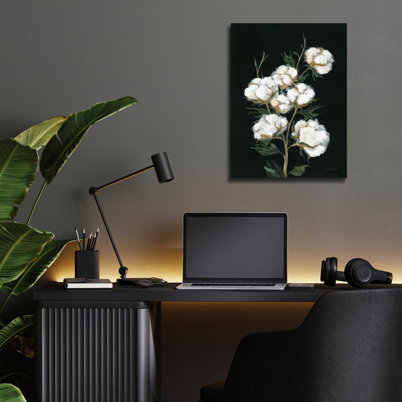 Art mural en verre rétro «Tiges de coton» par Yvette St. Amant, H 16 po x l 12 po x P 0,13 po