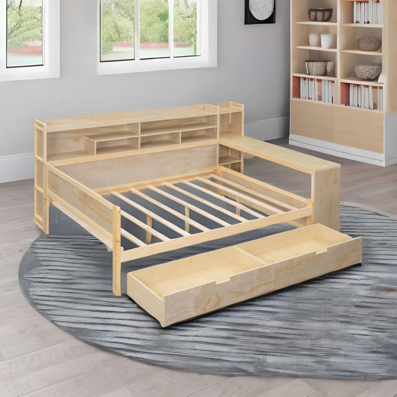 Lit de jour double en bois, Naturel