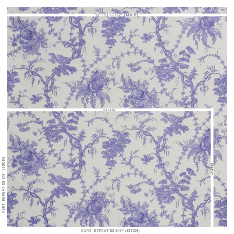 San Cristobal Toile Fabric, Purple
