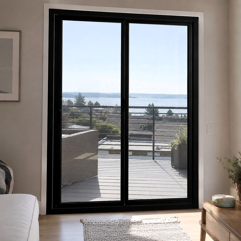 Porte pliante noire l 72 po x H 80 po en verre pliable pliable à gauche en aluminium (2 + 0), Côté gauche