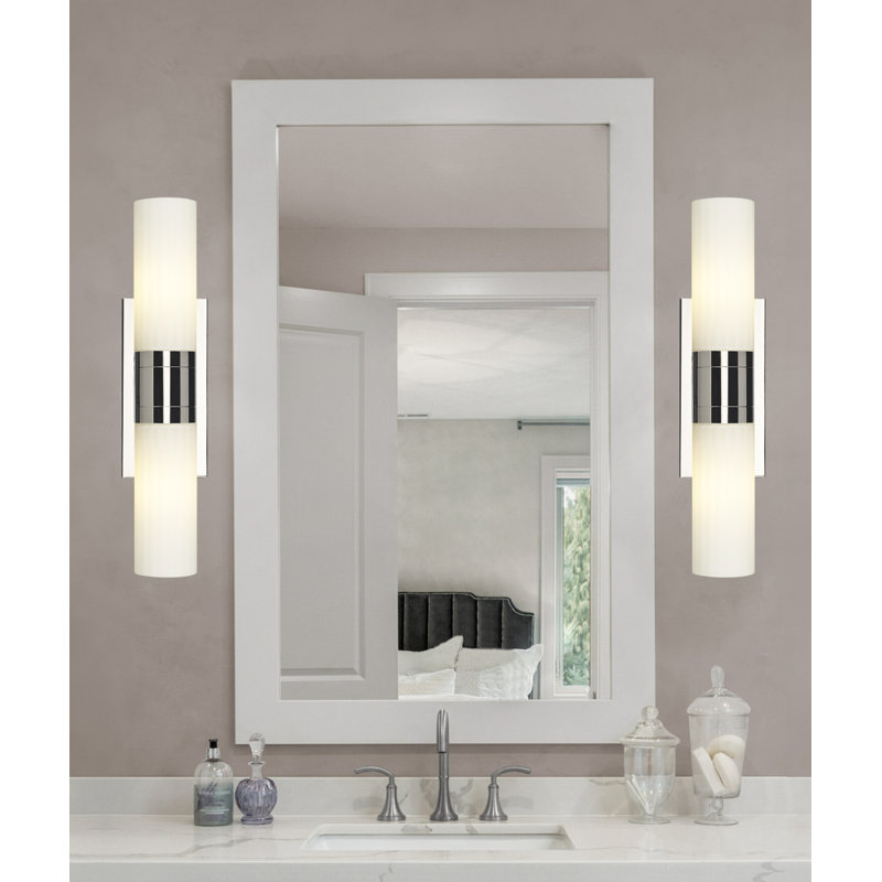Éclairage pour meuble-lavabo mural 8 po Empire, Blanc, Nickel poli