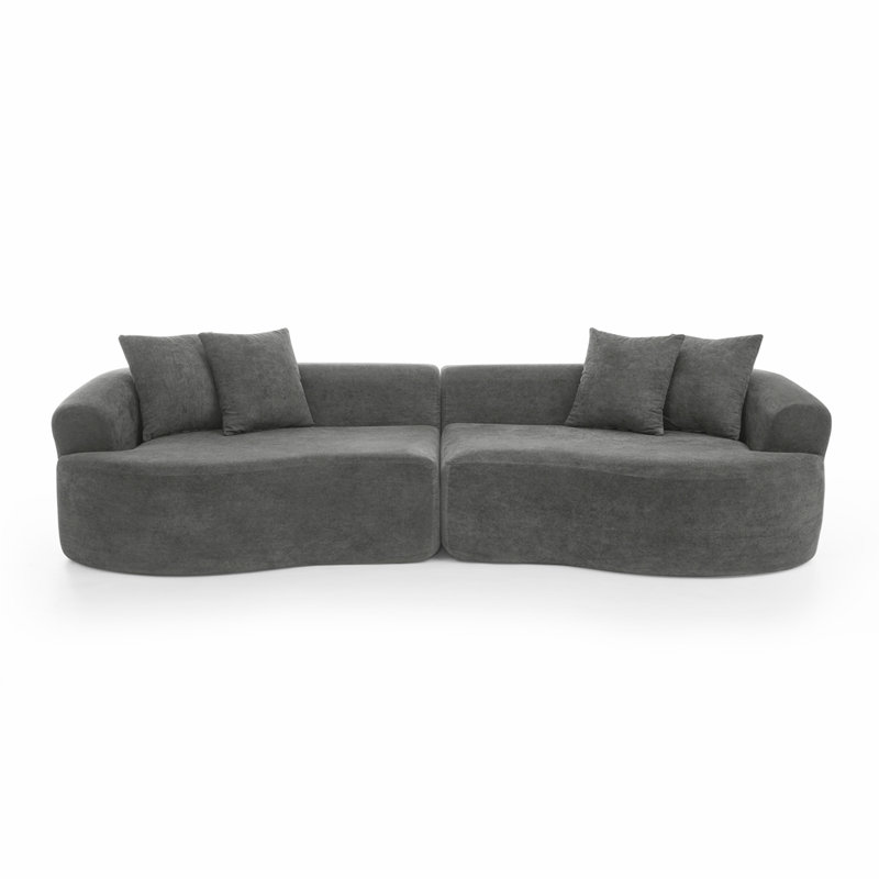 Canapé modulaire courbé à 4 places Boneless, Gris foncé