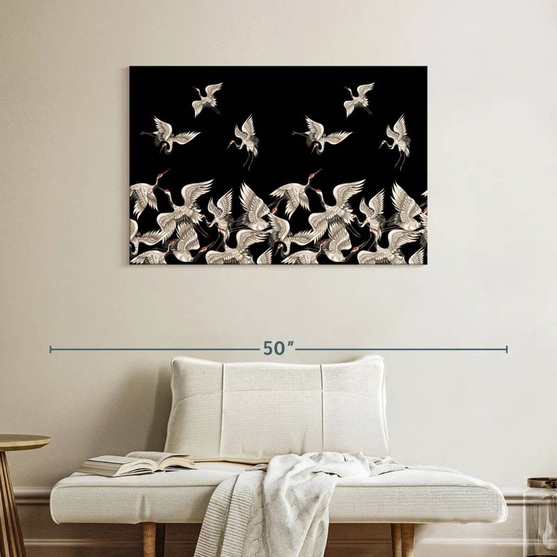 Brampt White Japanese Cranes, 26" H x 39" W