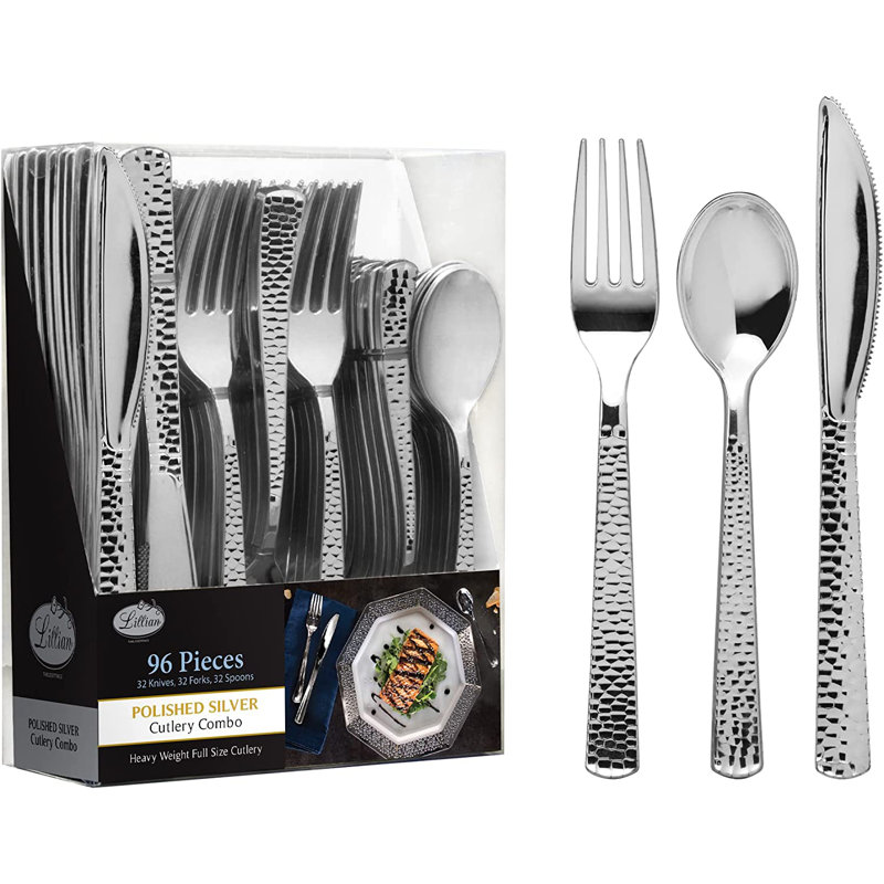 Disposable All Occasions Flatware Set, Silver