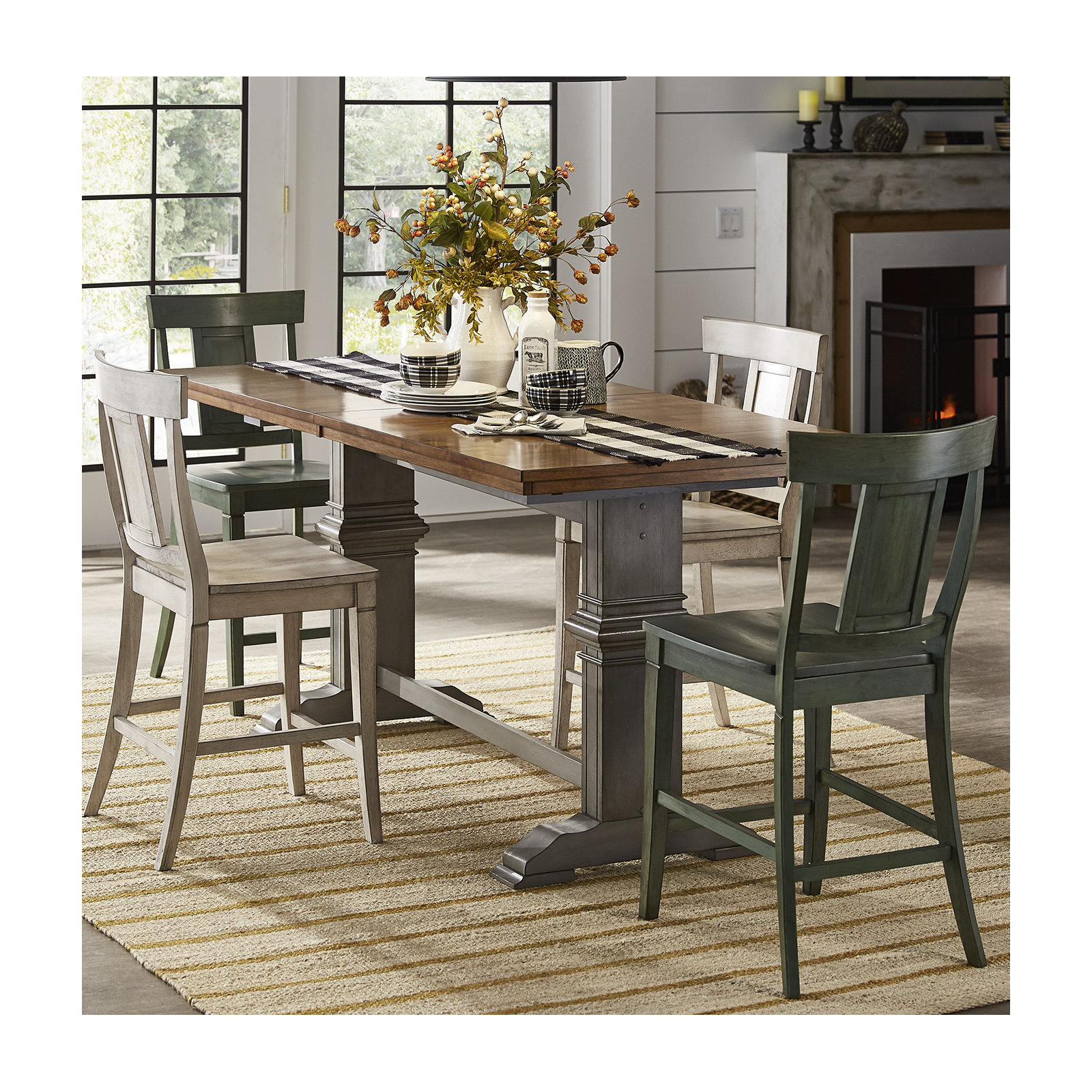 Fortville Solid Wood Counter/Bar Stool, Antique Sage, Counter Stool (24.21" Seat Height)