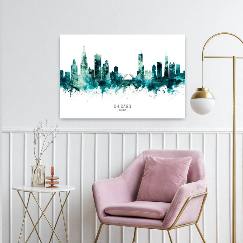 Chicago, Chicago, horizon, architecture contemporaine, art mural, H 24 po x l 36 po