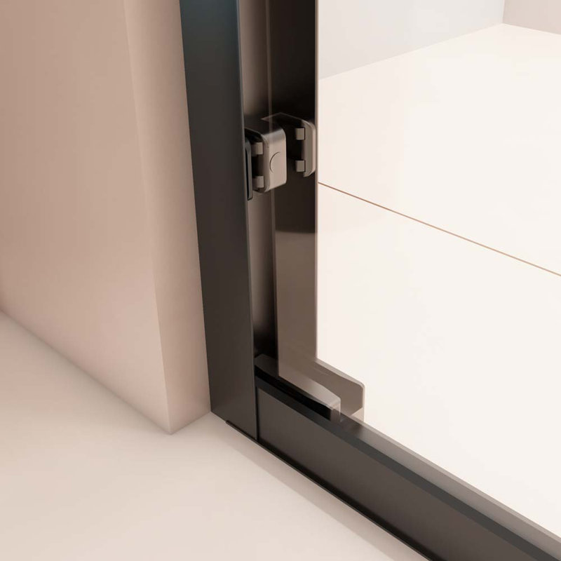 Porte de douche coulissante double demi-cadre l 56 "à H 72" x H 72 ", Noir mat