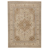 Hand Knotted Wool Area Rug in Gold