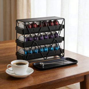 Porte-dosette à 3 niveaux pour capsules Nespresso Vertuo, organisateur de comptoir peu encombrant avec ventouses antidérapantes pour un rangement sûr
