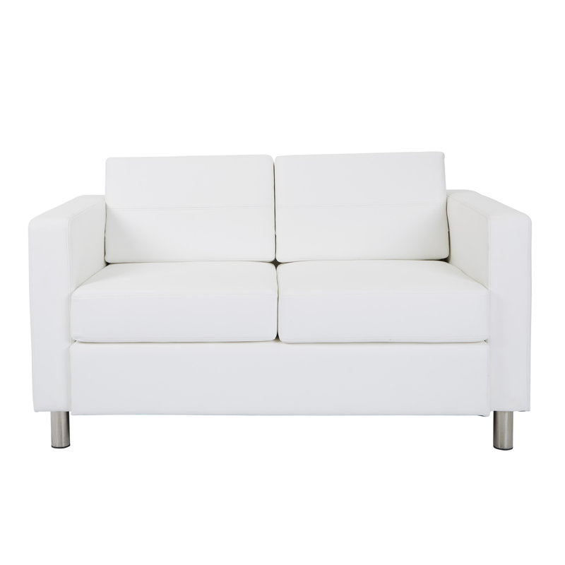 Procter 50.75'' Faux Leather Loveseat, Snow Faux Leather