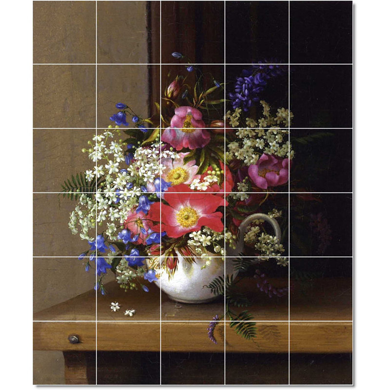 Carreau de peinture murale 32 po x 40 po 8 po x 8 po, Adelheid Flowerrich W22304