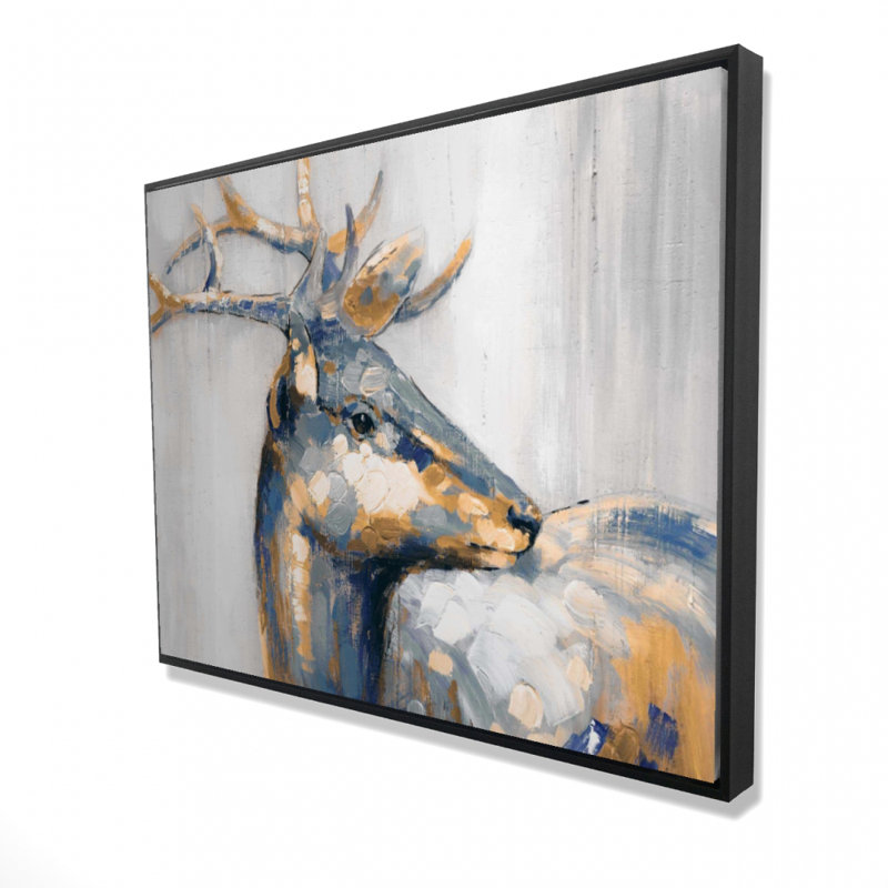Golden Deer Print On Canvas