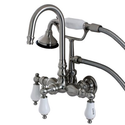 Vintage Triple Handle Wall Mounted Clawfoot Tub Faucet Trim with Diverter