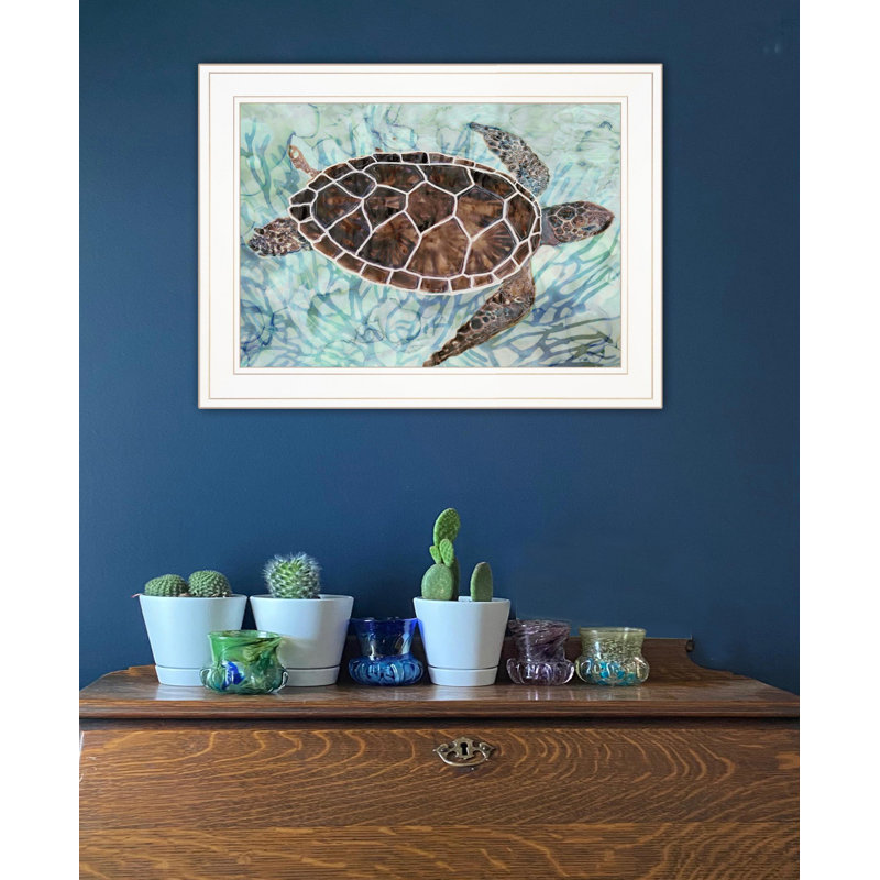 «Sea Turtles», impression murale, Cadre blanc