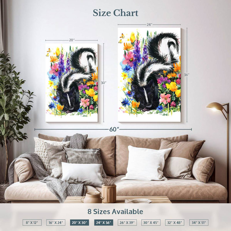 Brampt Floral Skunk, 36" H x 24" W