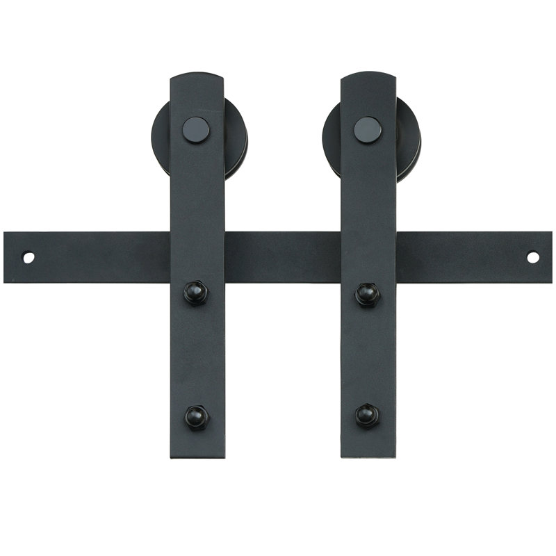 Black Carbon Steel Sliding Barn Door Hardware Kit, 8ft