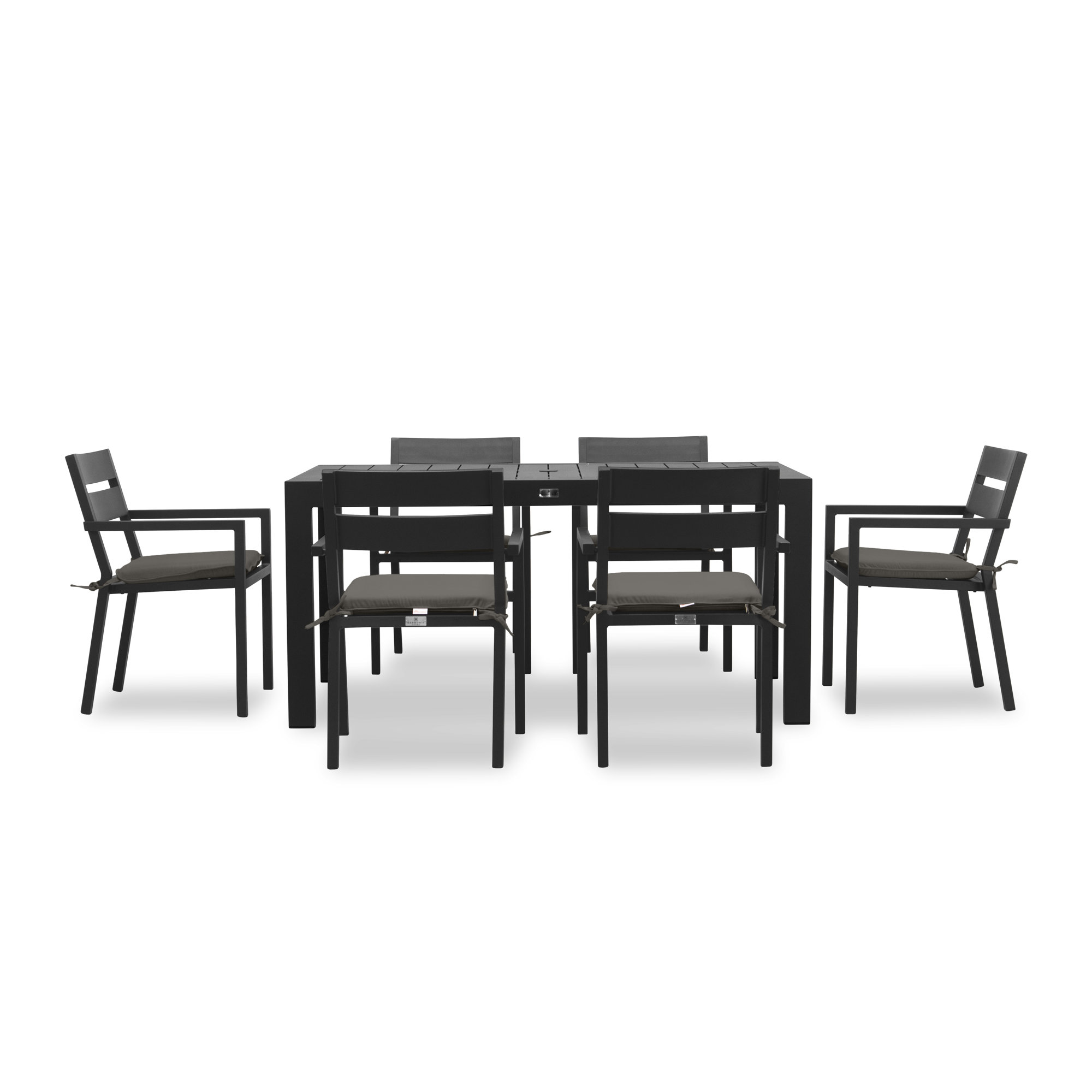 Eartha 63'' Rectangular 6 - Person Outdoor Dining Set with Cushions, Canvas Regatta Sunbrella® Canvas, Black