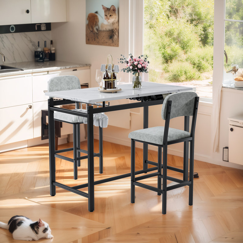 Eyoas 2 - Person Four Leg Dining Set, Grey