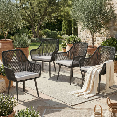 Outdoor Dining Armchair with Cushions