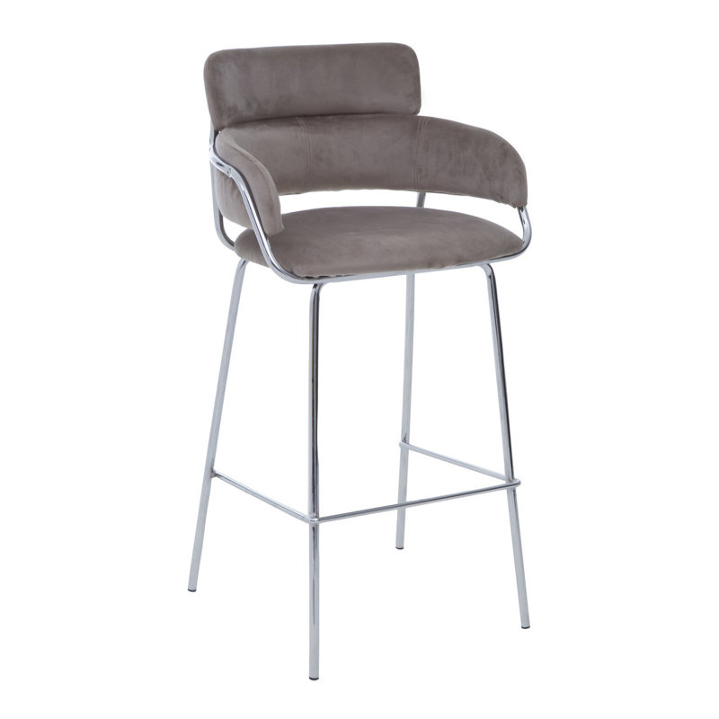 Elsberry Upholstered Counter Stool with Metal Frame, Silver, Mink