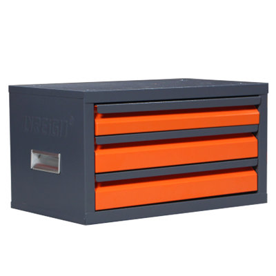 Bits Organizer Cabinet 3 Drawer - Keep Aluminum, Copper, Soft Alloy Steel, Wood Drill Tidy. Strong Steel. 15.7"L X 9.4"W 11.8"H. Cement Grey Box In . Steel Material. Drawers,