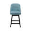 Ensemble de 2 tabourets de bar pivotants à hauteur de comptoir de 26 po avec pieds en bois massif, tabourets de bar de style campagne moderne pour îlot de cuisine et comptoir, tissu performance de couleur bleu sarcelle-66308475