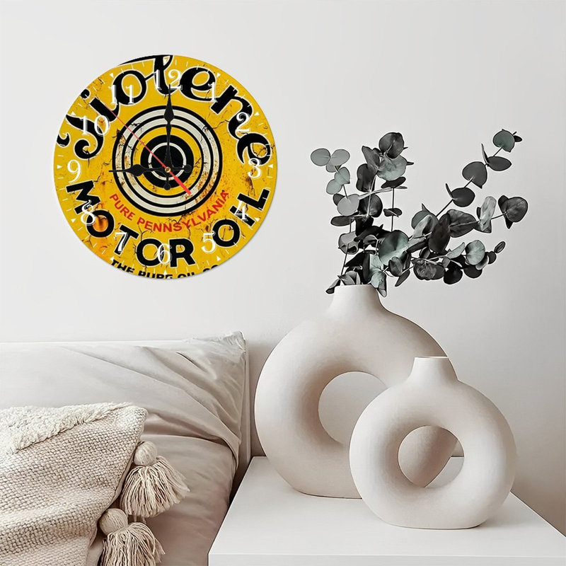 Horloge murale en bois 10 po, mouvement silencieux, à piles (piles AA non incluses), décor artistique, parfait pour les décorations