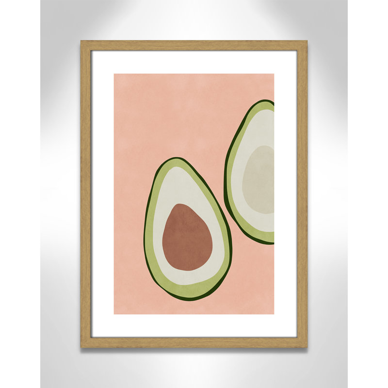 Avocat tranché - reproduction d'art, H 23 po x l 17 po x P 0,75 po, Papier avec cadre à grain de bois naturel, Papier