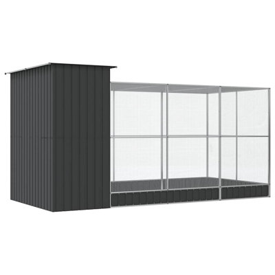 Steel Silver Pet Bird Aviary Cage Habitat Enclosure with Extension 163.8 x 79.9 x 85 Inches
