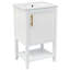 Meuble-lavabo de 20 po avec lavabo, armoire de salle de bain avec porte à fermeture douce, support de rangement et tablette ouverte-122274334
