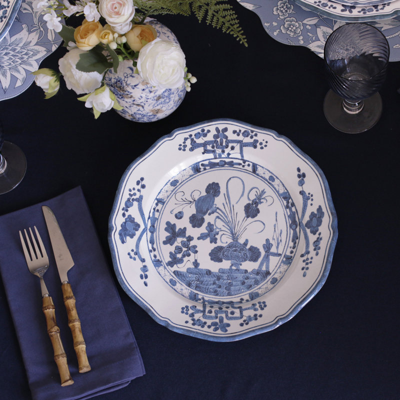 Assiette plate Vida Faenza (blanc et bleu)