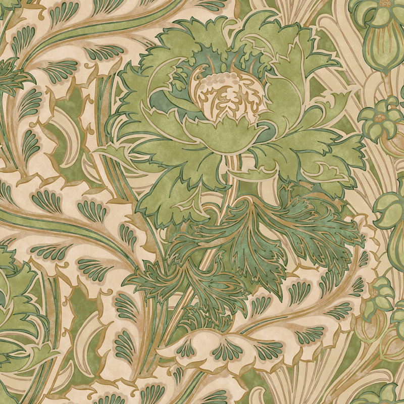 2'9" L x 27.58" W Wallpaper Roll, Green