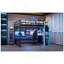 Lit mezzanine double en bois avec bureau, support de rangement latéral, tablettes multiples et lumière RVB, bleu nuage-790935374-790935409
