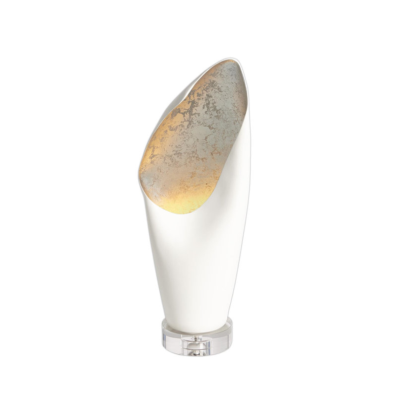 Capot de lampe blanc avec feuille, Argent