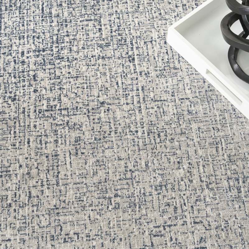 Tapis d'intérieur moderne bleu ivoire DKNY Grand Street, Rectangle 5 pi 3 po x 7 pi 3 po