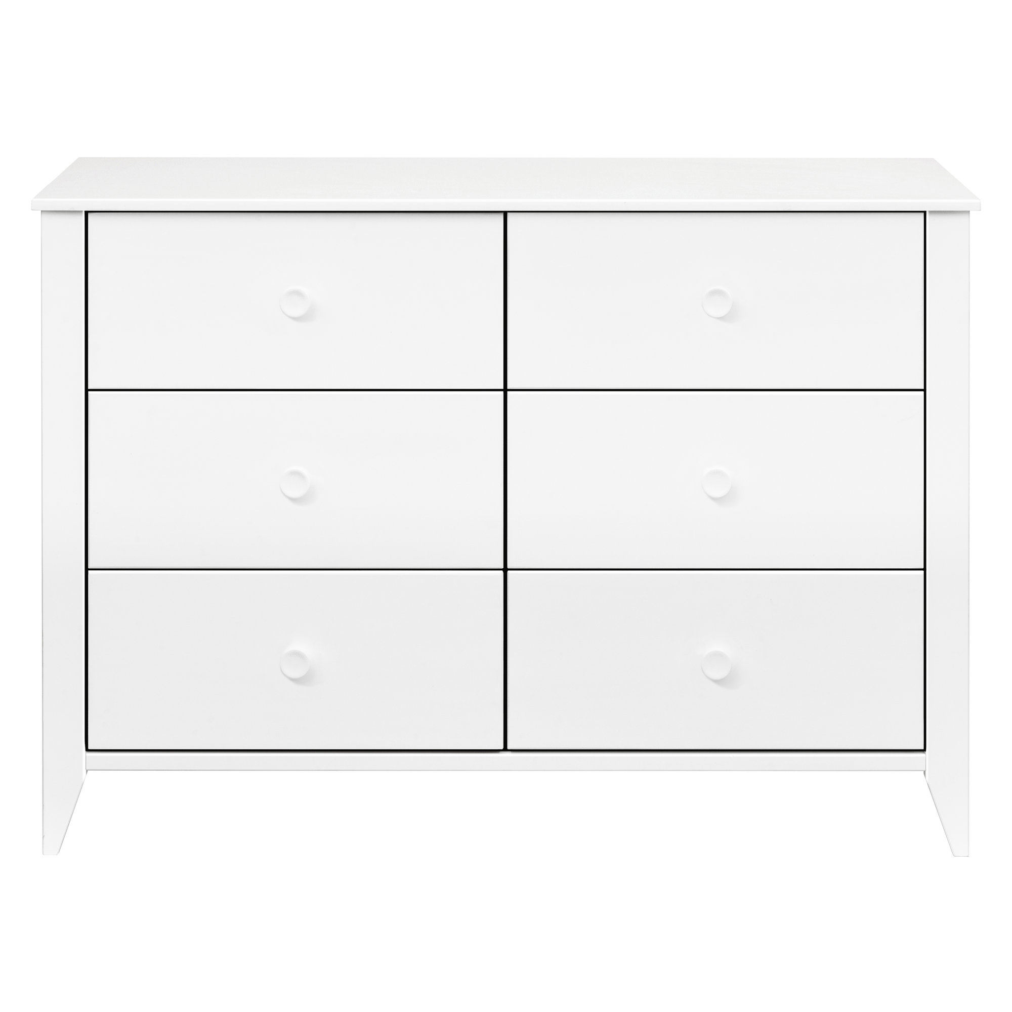 Sprout 6 Drawer 19.75" Double Dresser, White