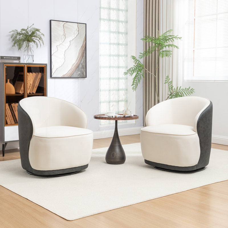 Fauteuil demi-tonneau pivotant en velours Stith, Velours noir
