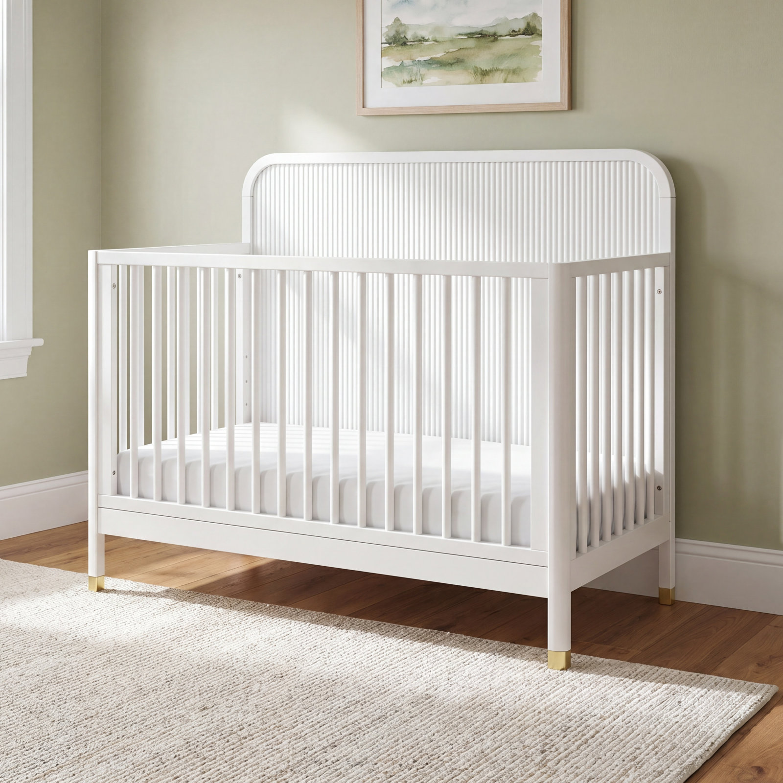 Brimsley Tambour 4-in-1 Convertible Crib, Warm White