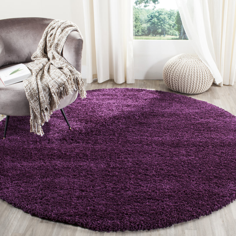 Irmtrud Area Rug, Round 6'7", Purple 