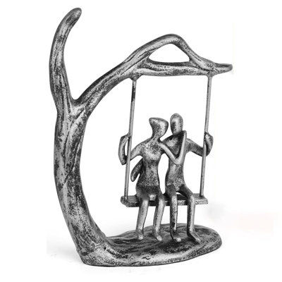 Figurine de couple antique en métal argenté, cadeau d'anniversaire de mariage