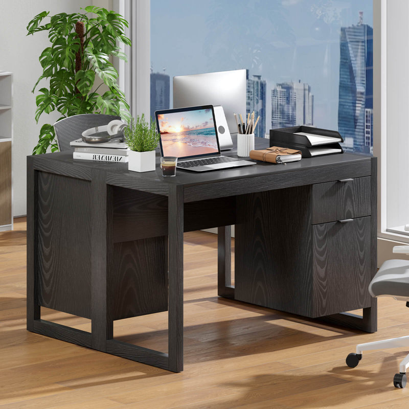 Bureau d'ordinateur avec armoire de rangement et tiroir coulissant avec pieds épais pour chambre noire