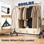 Support à vêtements robuste à base en Z commercial, support de vêtements en acier d'une capacité de 500 lb avec 2 bras de présentation amovibles, hauteur réglable à 3 niveaux de 60 po à 72 po pour le rangement et la maison, argent