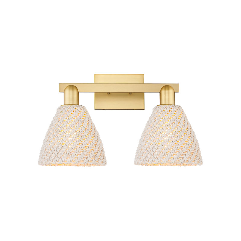 Éclairage pour meuble-lavabo de salle de bain 2 lumières Natural Ballston Dome, H 11,25 po x l 16 po x P 8 po, Or satiné