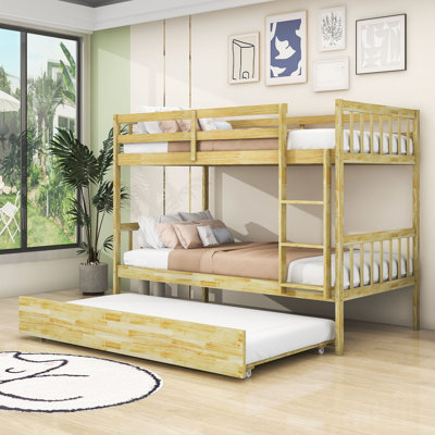 Davyan Twin Over Twin Wood Bunk Bed with Trundle
